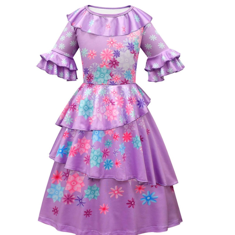 TV -film Cosplay Girls Korte mouw Flower Ruches Princess Party Kleding Kostuums