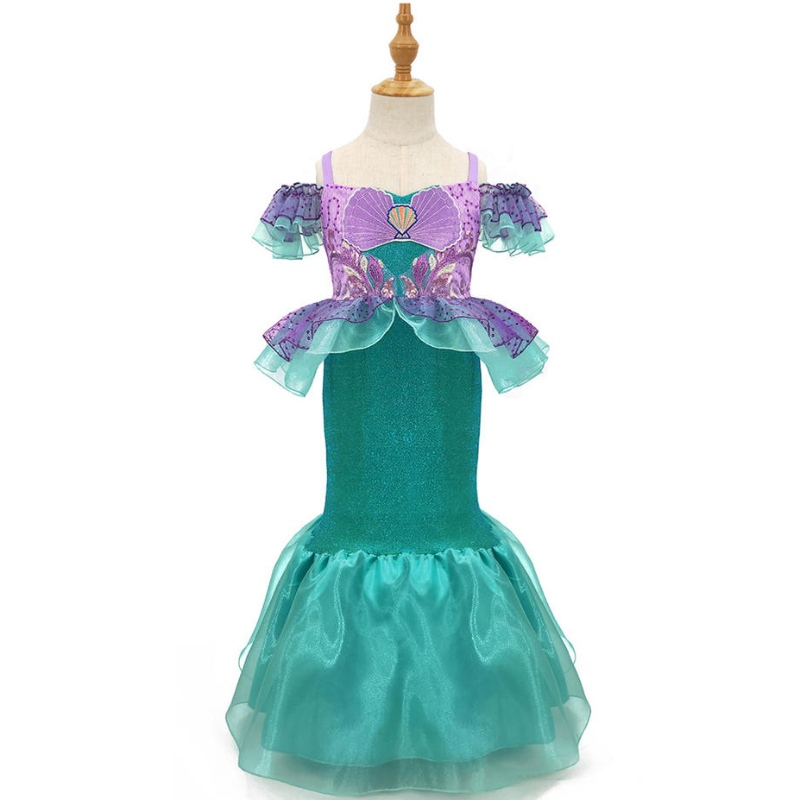 Baige kleurrijke meisjes verjaardagsfeestje baljurken 10 jaar kind tule mermaid cosplay kostuum bruiloft bloemenmeisje jurk jurk