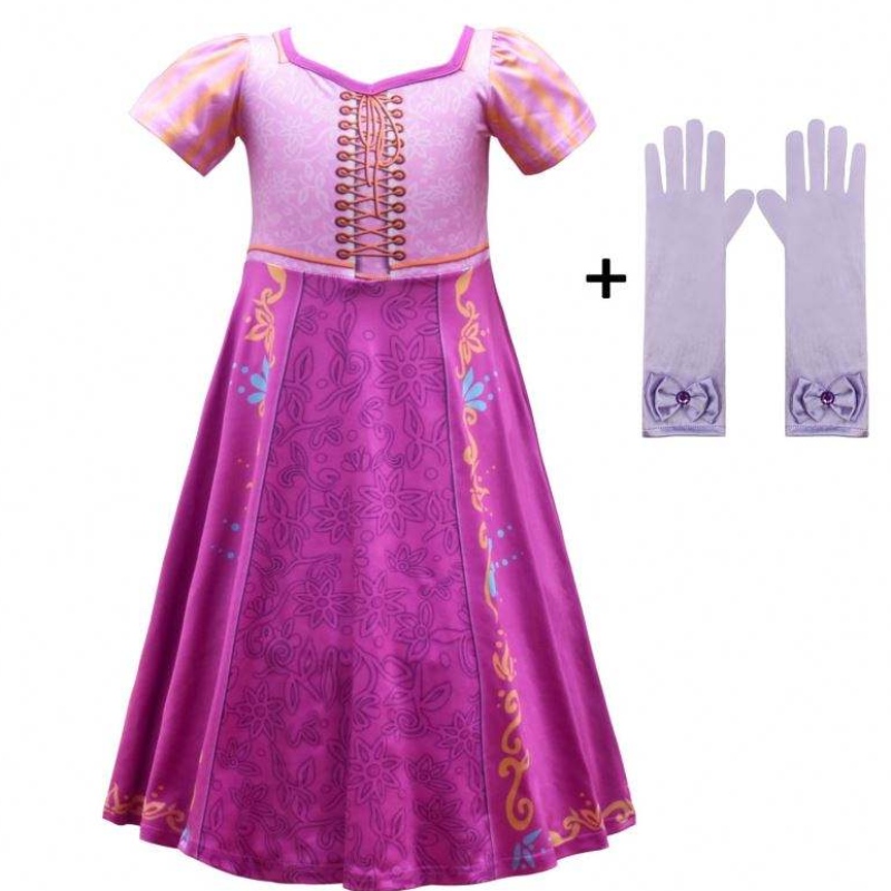 Nieuwe stijl Rapunzel Girls Long Jurk Cosplay Cosplay Costume Ice Princess Cartoon Rok voor feest 3753