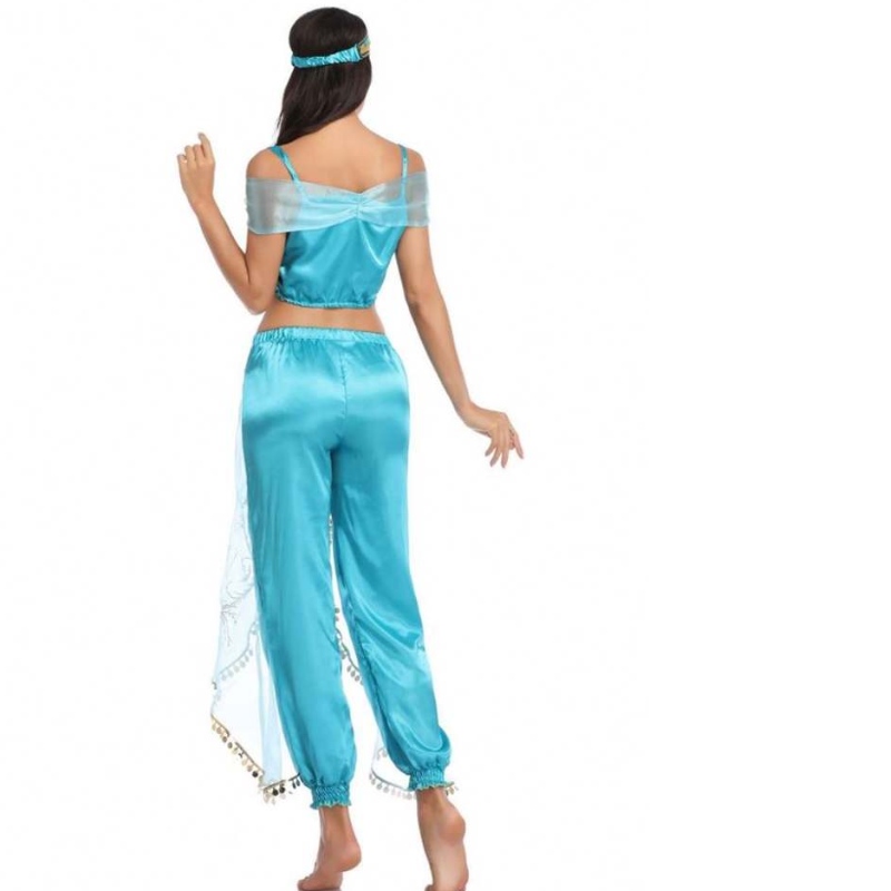 Groothandel sexy jasmine aladdin broek vrouwen kostuum prinses kostuum volwassen Arabische buikdanseres kostuum prinses jasmine cosplay