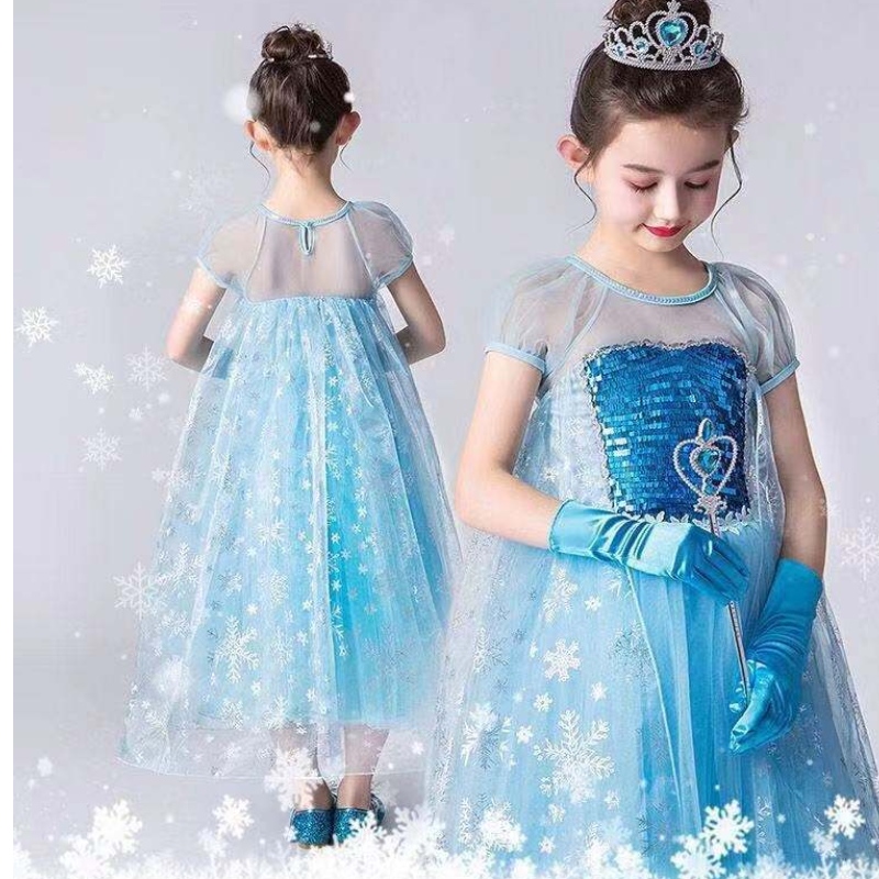 Meisjesjurk prinses Elsa in frore fancy girl jurk kant queen jurk kostuum