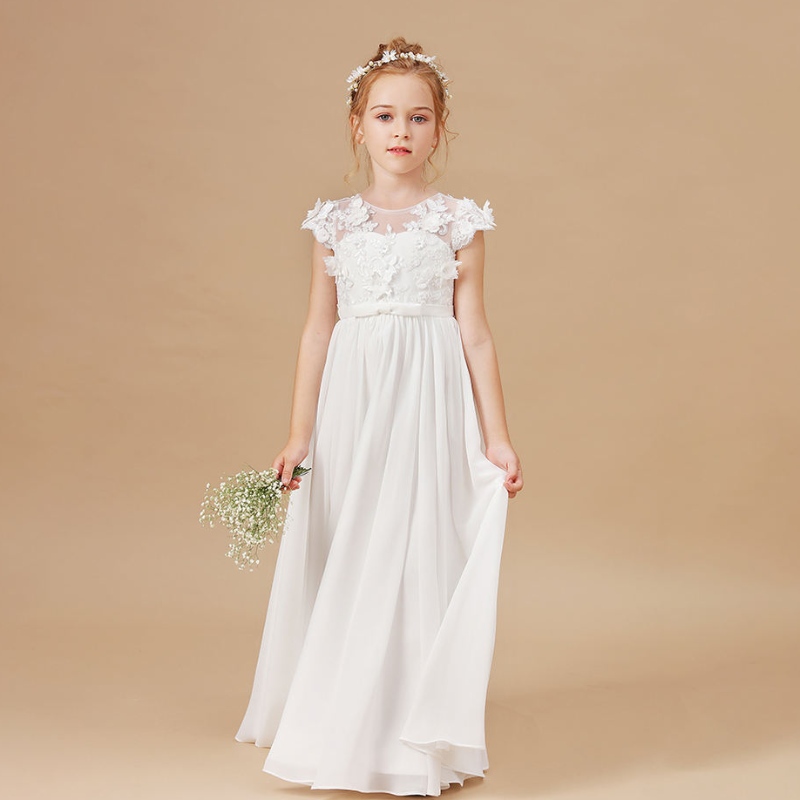 Bloemenmeisjes jurken applique mouwloze kinderen verjaardagsfeestje optocht jurken bruiloften eerste primera communion Elegant Vestidos 2-14