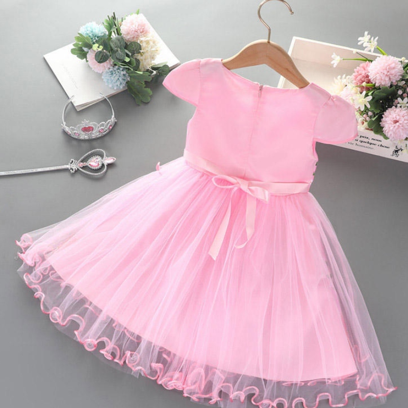 2-8y meisjesjurk zomernieuwenieuwe korte mouw prinses Elsa mesh tutu rokkinderen \\\\\'s verjaardagsfeestje cosplay jurk
