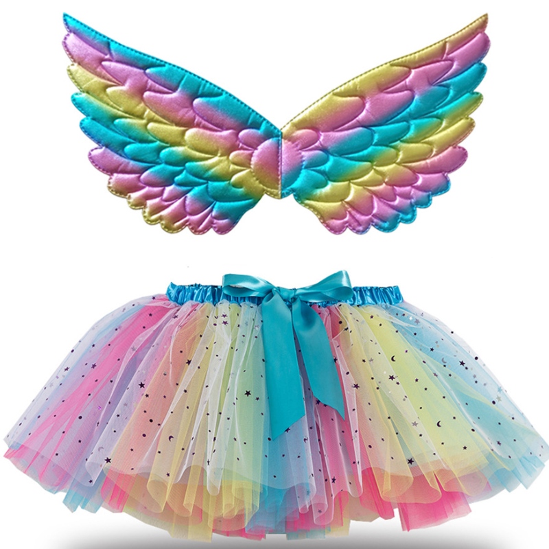 Meisjes multicolor tutu rokken ballet verjaardagsfeestje tutu jurk meisjes \\\\ \'dansrokken voor prinses kostuum met vleugels