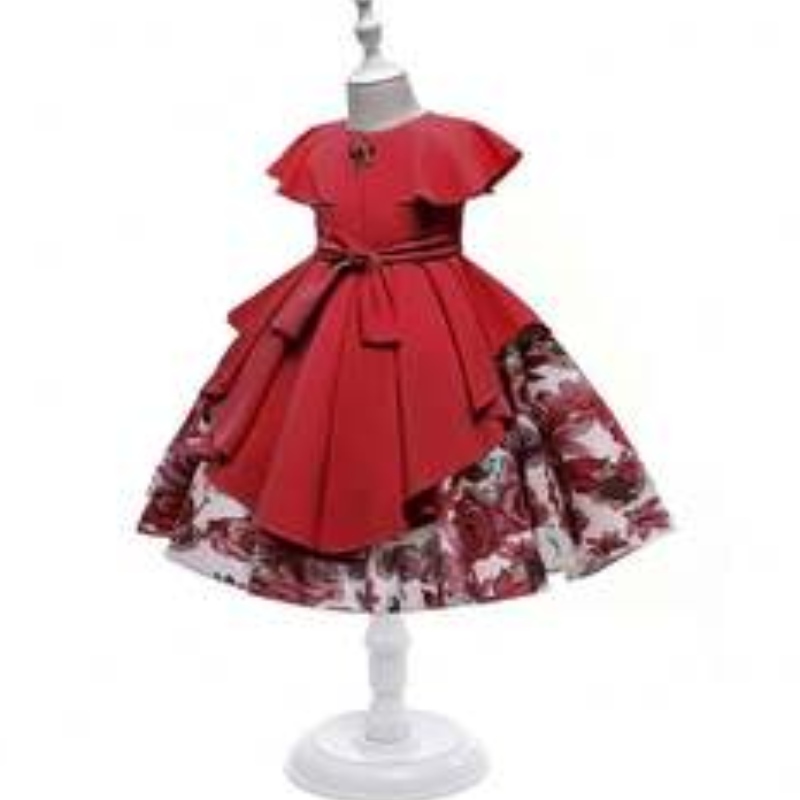 Op voorraad Baby Beading Satin Girl Dress Kids Frock Design Children Cny Kleding