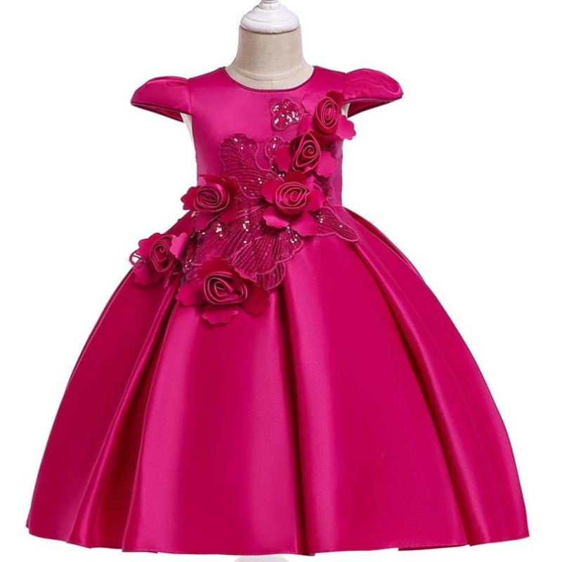 Europese stijl bloemenmeisje jurk voor bruiloft mooie babymeisjes jurk ontwerpen voor verjaardag kinderen pluizige feestjurk voor 3 jaar L5070