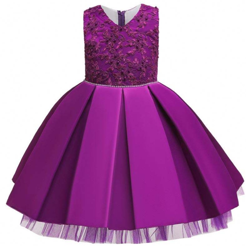 Baige kinderen prinses jurk geborduurd paarse feestjurken baby feestje baljurken jurken