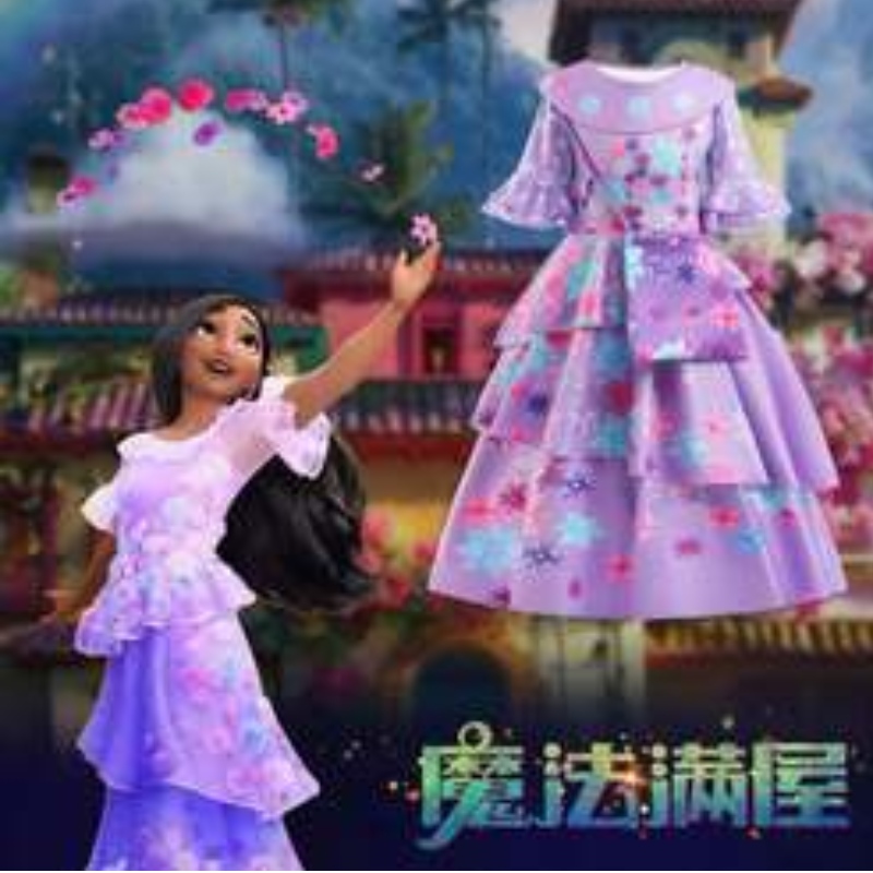 Baige encanto mirabel madrigale cosplay kostuum carnaval Halloween paarse prinsesjurk