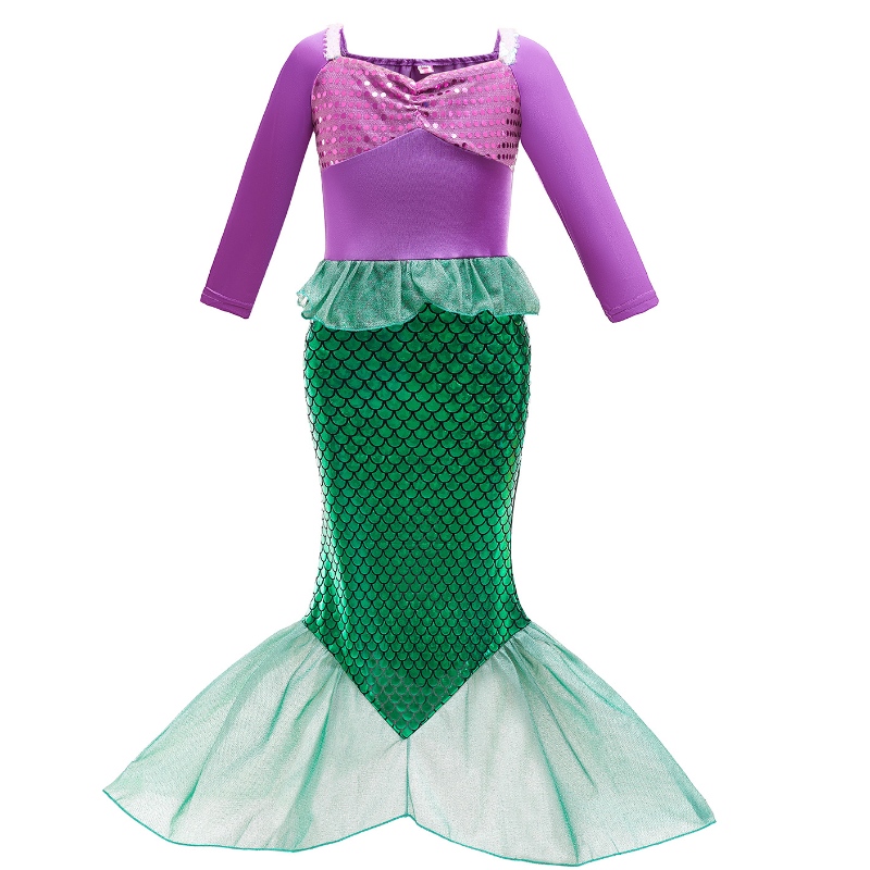 Meisjes kleine zeemeermin ariel prinses jurk cosplay kostuums kinderen baby ariel fancy kostuum kind Halloween verjaardagsfeestje kleding