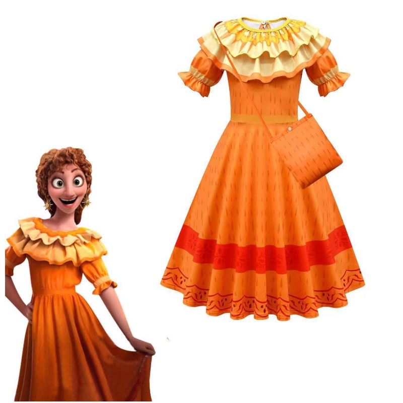 Encanto madrigale cosplay kostuum meisje jurk fancy jurken voor carnaval Halloween prinses jurk glazen oorbellen mirabel kostuum