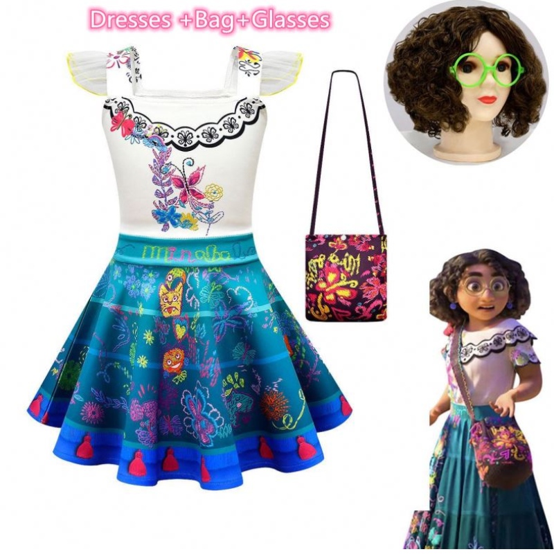 Meisjes encanto mirabel cosplay kostuum kinderen carnaval verjaardag prinses jurk kinderen encanto jurken
