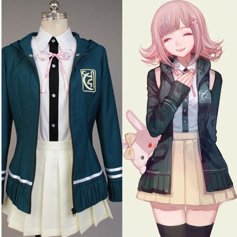 Middelbare scholieren uniform anime anime danganronpananami chiaki cosplay kostuum lange mouwen korte rok loli rok