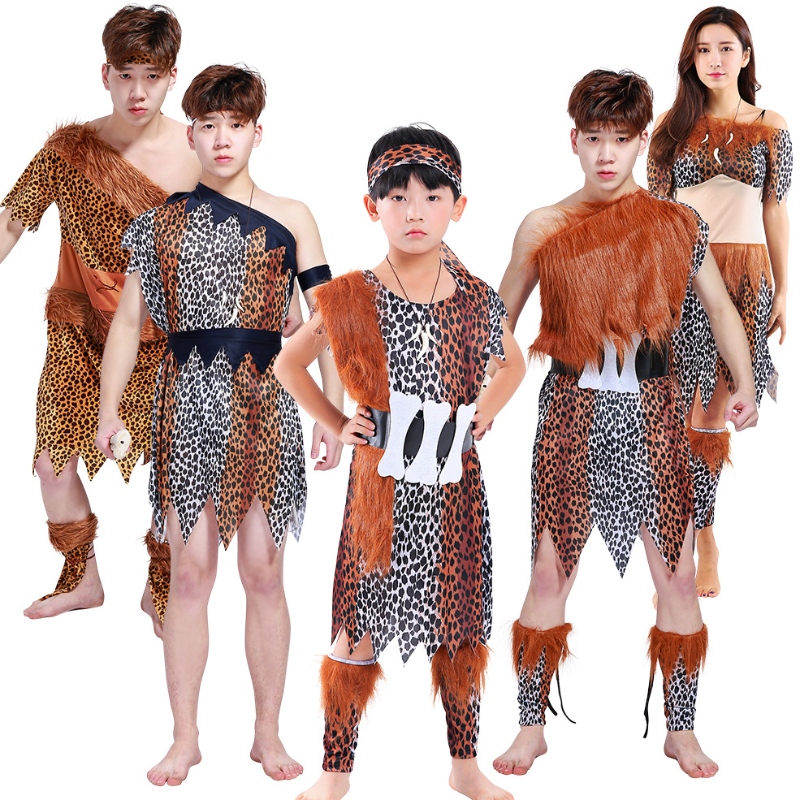 Hot Sale volwassen Halloween Cosplay African Primitive Wild Man Costume Children \\\\\'s Indian Savages Performance Costume