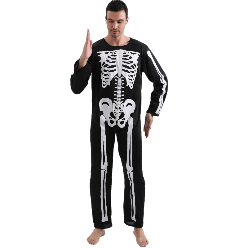 2022 Amazon volwassen jumpsuit Halloween Party -kostuum jumpsuit met skeletbotafdruk voor mannen