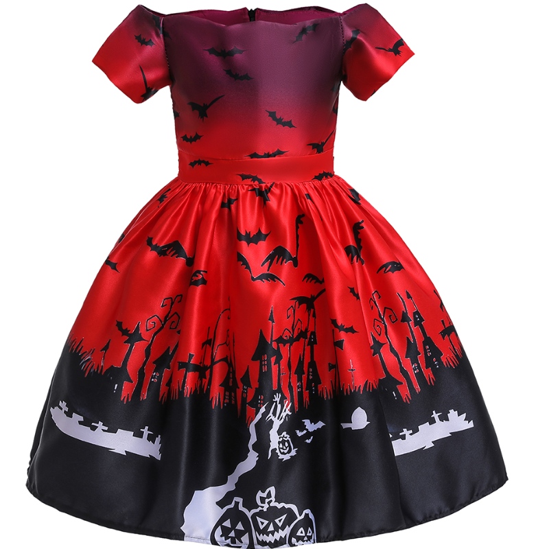 2022 Amazon Halloween -kostuum cartoon satijnen print Children \\\\\'s Show Dress