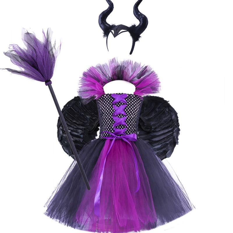 Amazon Hot Selling Children \\\\\'s Halloween Dress Girls Tutu Dress Heksenjurk Hoofdband