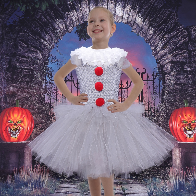 Amazon Hot Selling Little Girls Cosplay kostuum tutu -jurk voor Halloween -feest